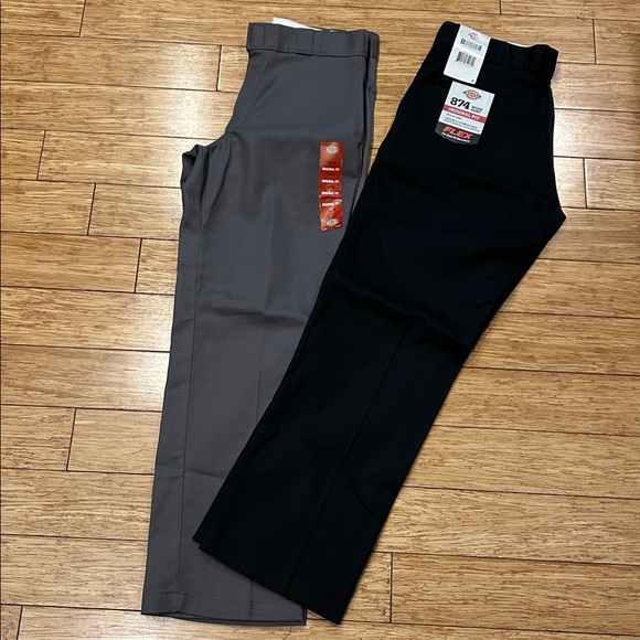 Dickies 874 Original Fit Flex Pants in Gray and Black Lot of 2 Pair NWT - Picture 2 of 5